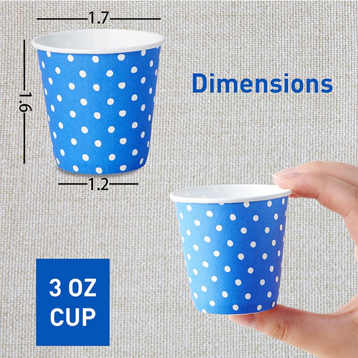 3OZ Disposable Beverage Paper cups - size