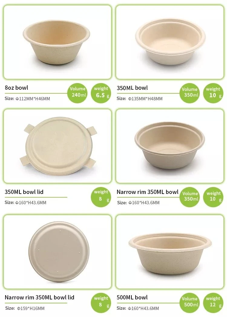 Disposable 16oz 24oz 30oz Sugarcane Bowl 2