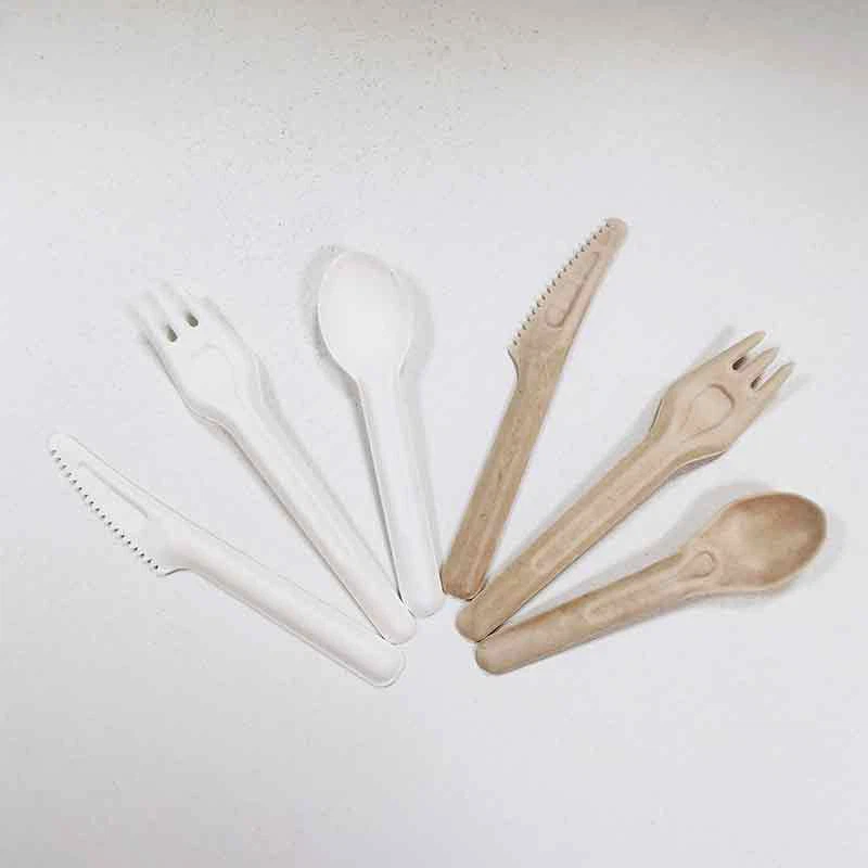 Compostable Sugarcane Paper Fork Knife Spoon 2 Compostable Sugarcane Paper Fork Knife Spoon 2
