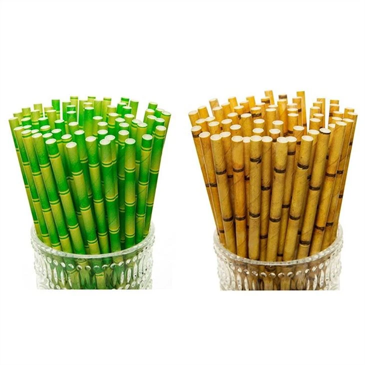 Ecofriendly Bamboo Print Paper Drinking Straw