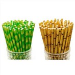 Ecofriendly Bamboo Print Paper Drinking Straw
