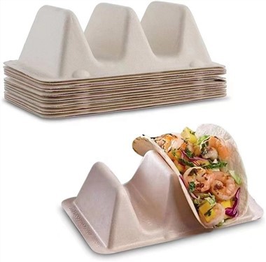 Biodegradable Takeaway Bagasse Taco Holder